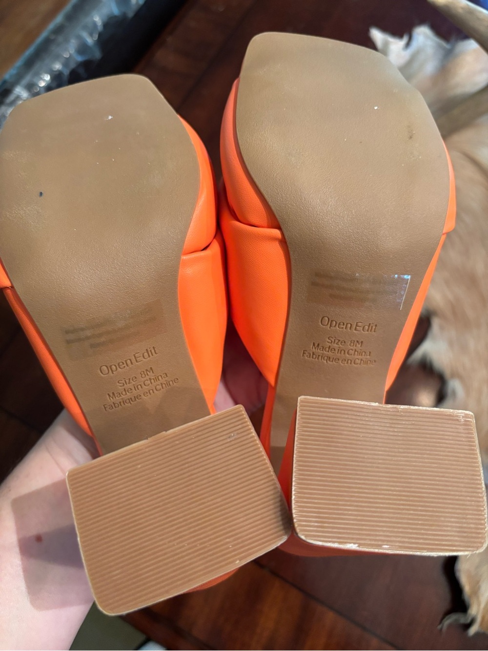 Open Edit Orange Knot Slip-On Block Heels - Picture 5 of 5